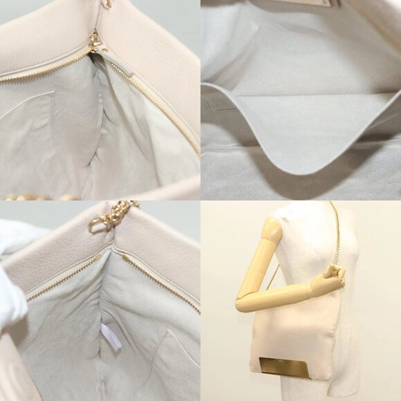 Jimmy Choo Chain Shoulder Bag Leather Beige Gold Auth bs27431 - Picture 14 of 15